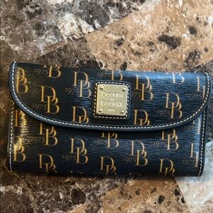 Dooney & Bourke Navy and Gold Logo Wallet